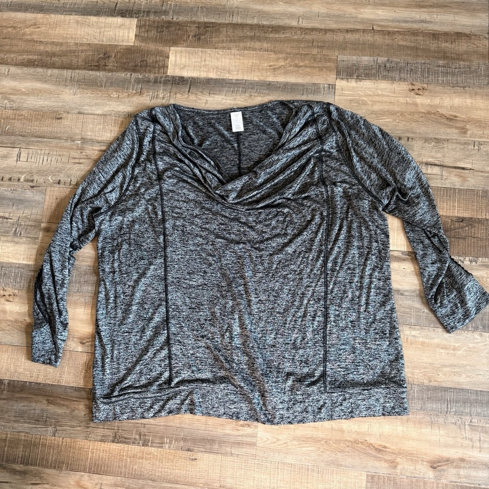 livi active 22/24 top Long Sleeve Arm Detail Scoop Cowel Neck
